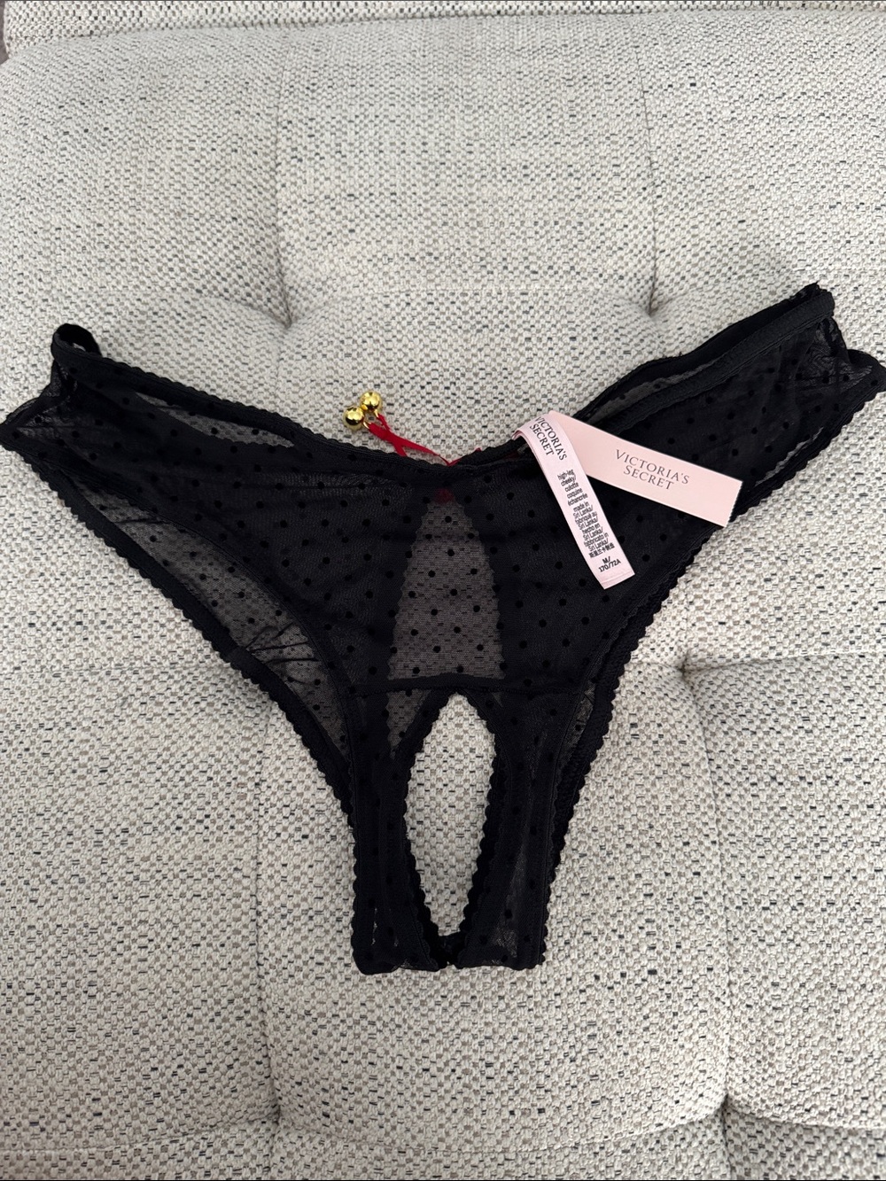 Victoria's Secret Black Sheer Polka Dot Lace Bikini